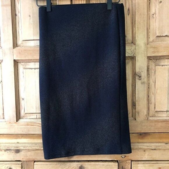 ASTR The Label Size Small Black Blue Metallic Pencil Skirt‎ Fitted Bodycon - Picture 1 of 7